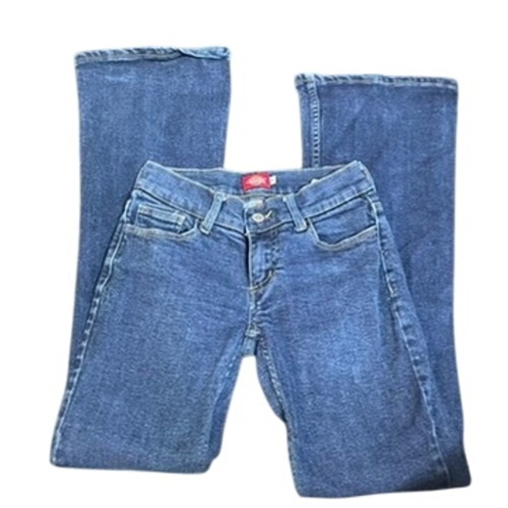Dickies Girl Women Dark Wash Flare Leg Low Rise Denim Jeans Size 3
